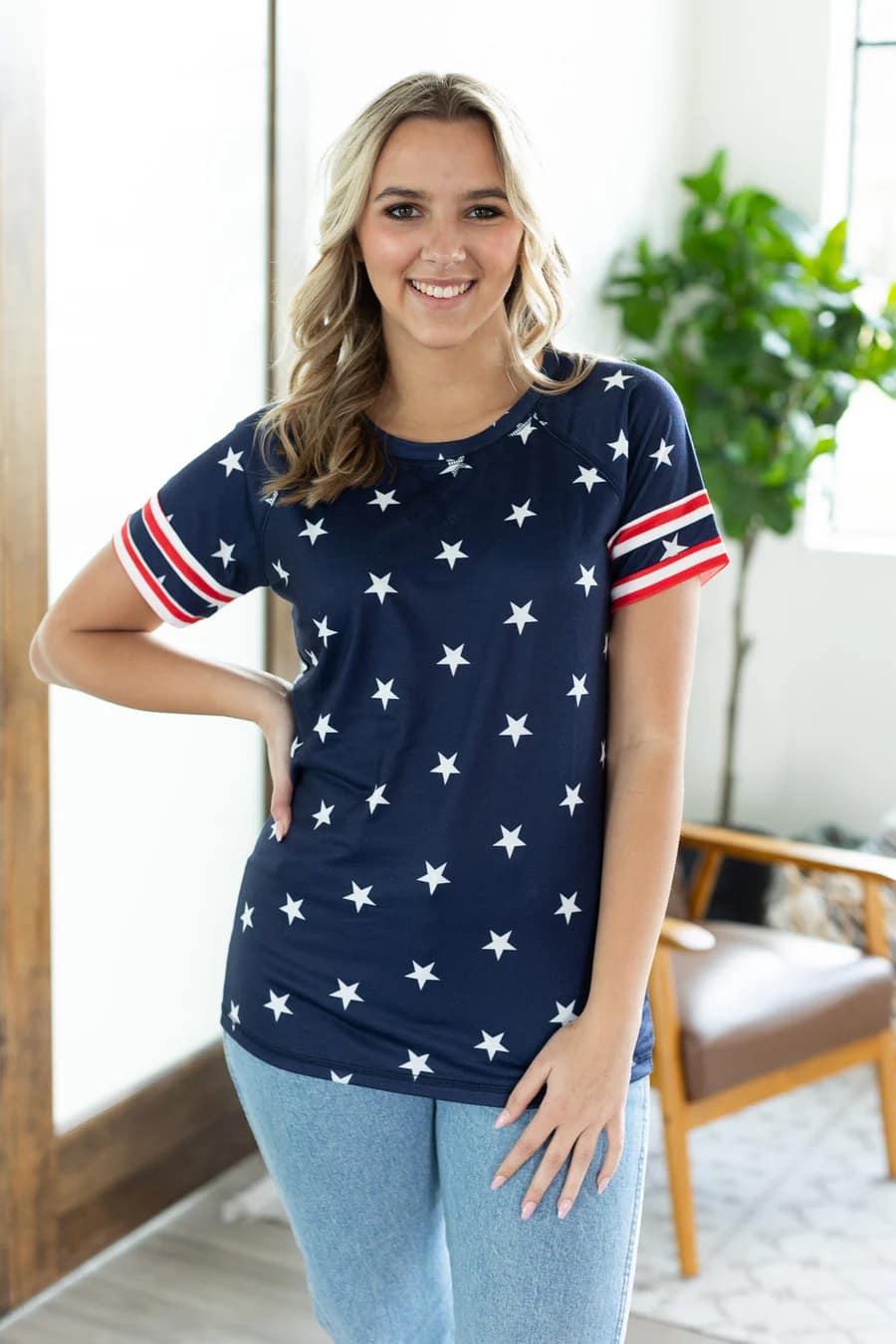 Kylie Tee - Navy Stars and Stripes by Michelle Mae