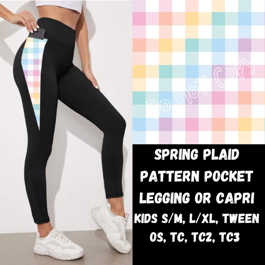 Spring Plaid Pattern Pocket Legging