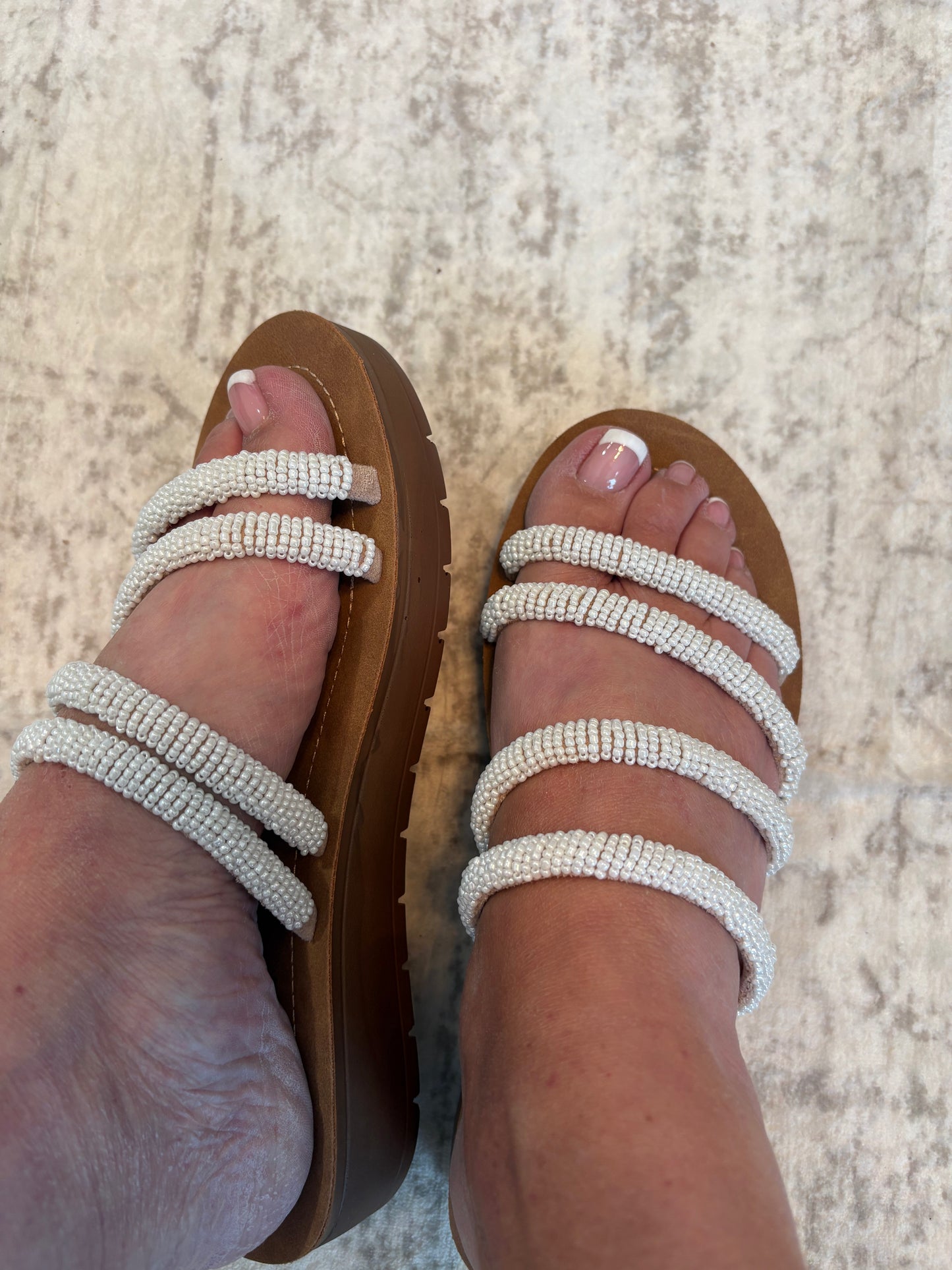 Corky's Ivory Multi Striptease Sandals