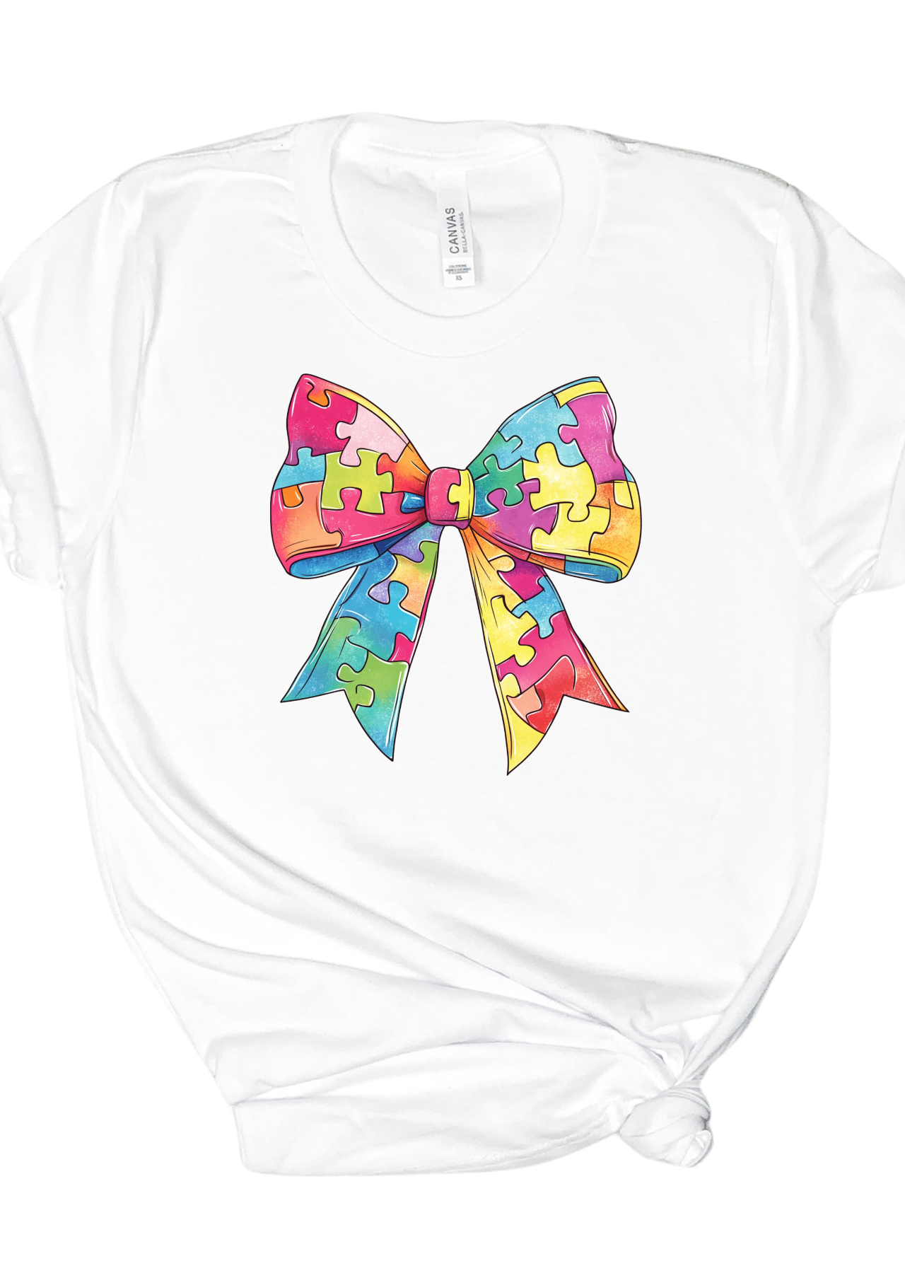 Autism Puzzle Piece Bow T-Shirt