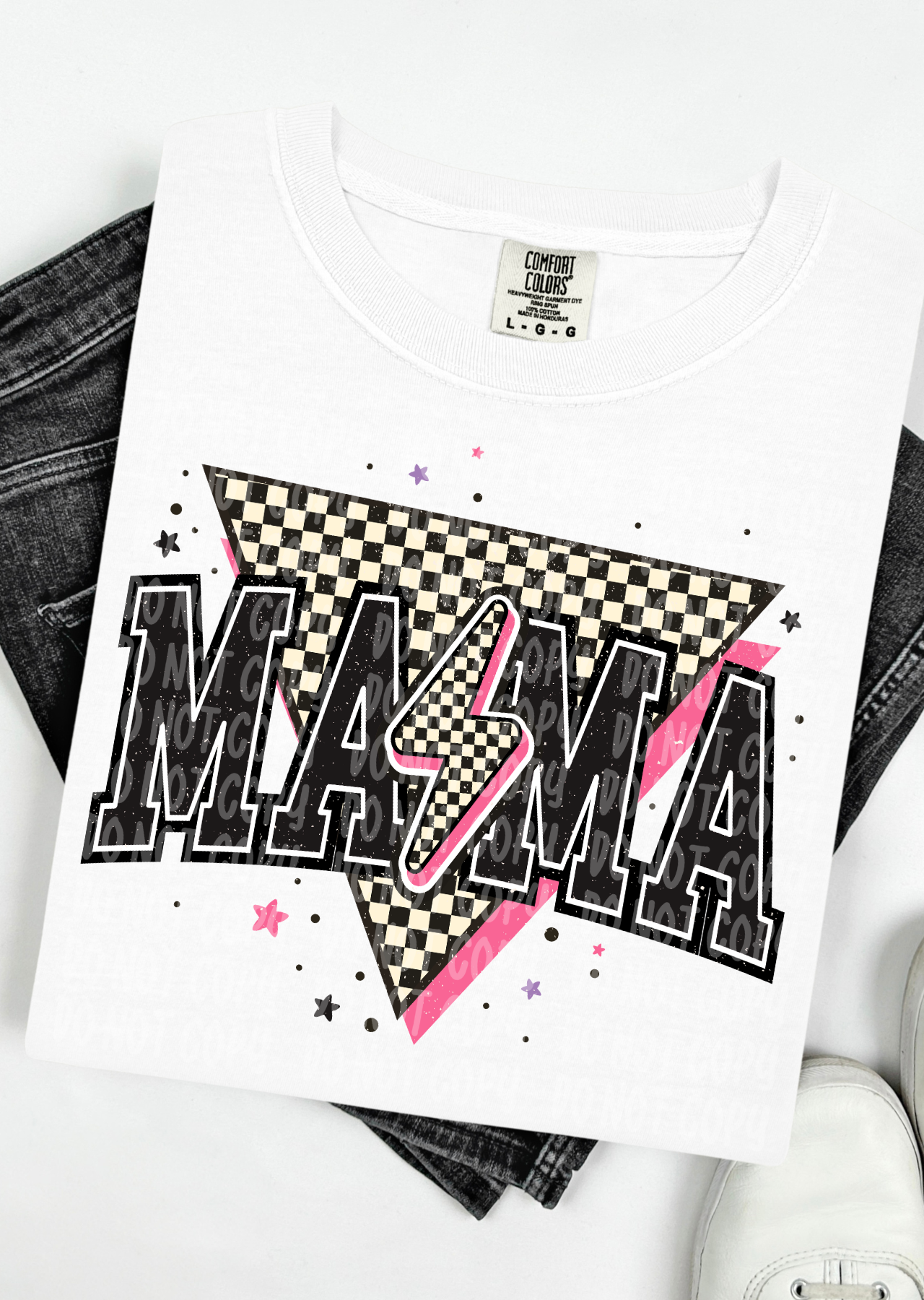Retro Mama Lighting Bolt Comfort Colors T-Shirt