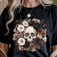 Avoiding Floral Skull Graphic Tee