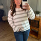 Cozy Stripe Sweater Grey and White by Michelle Mae