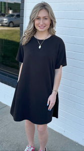 Penelope Solid Knit Dress in Black