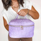 Purple Floral Puff Cosmetic Bag