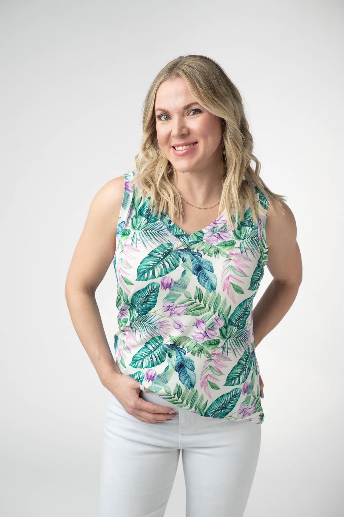 Noelle Tank - Tropical Leaf