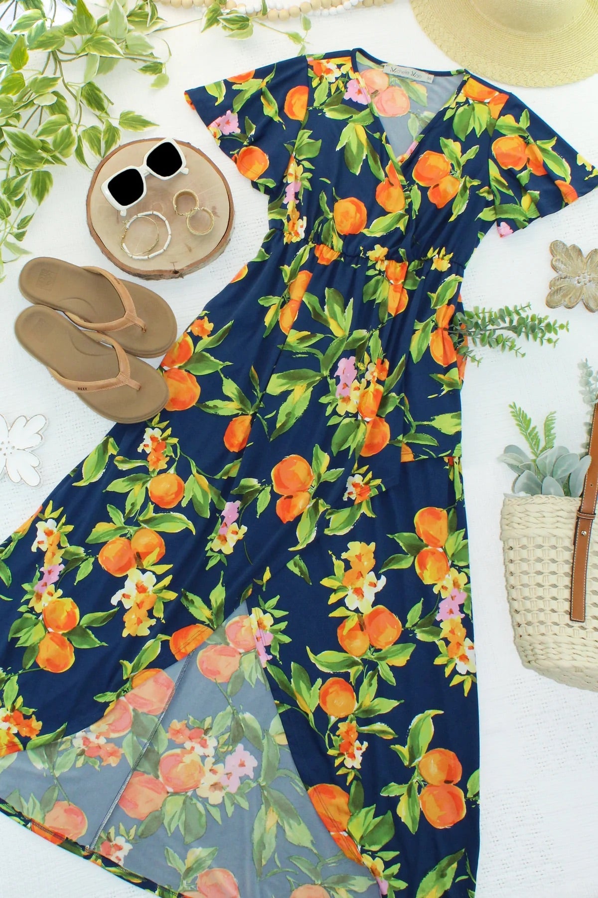 Harley High-Low Dress - Navy Citrus by Michelle Mae