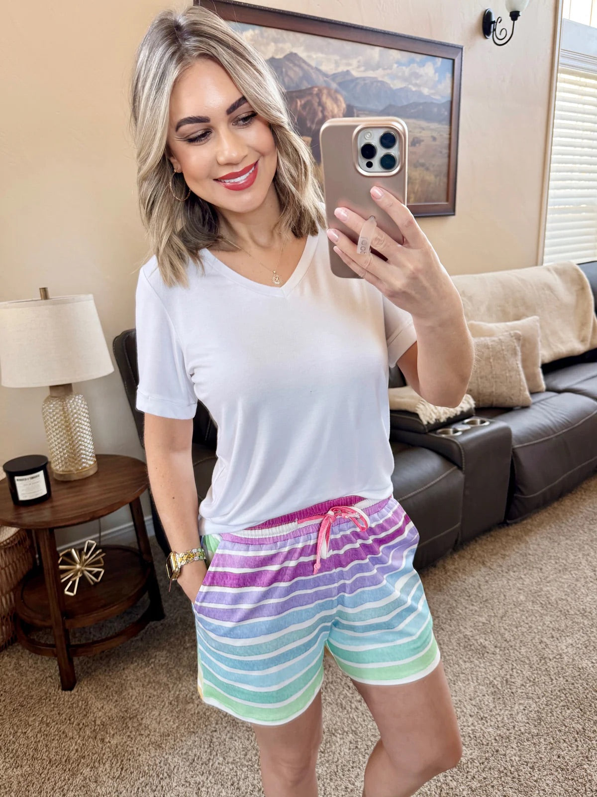 Jamie Shorts - Rainbow Stripes by Michelle Mae