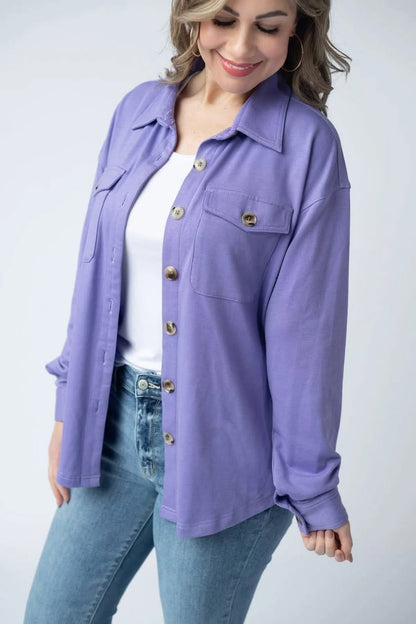 Brenna Button Down Top - Teal, Denim, Purple and Grey FINAL SALE.