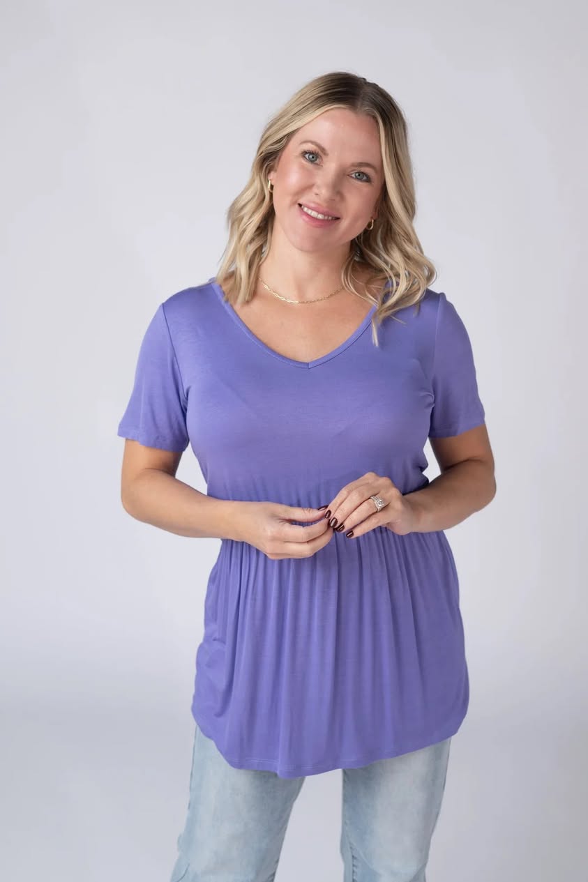 Sarah Ruffle Short Sleeve - Periwinkle Purple FINAL SALE