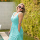 Beverly Button Dress in Aqua