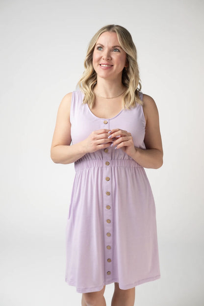 Beverly Button Dress - Lavender