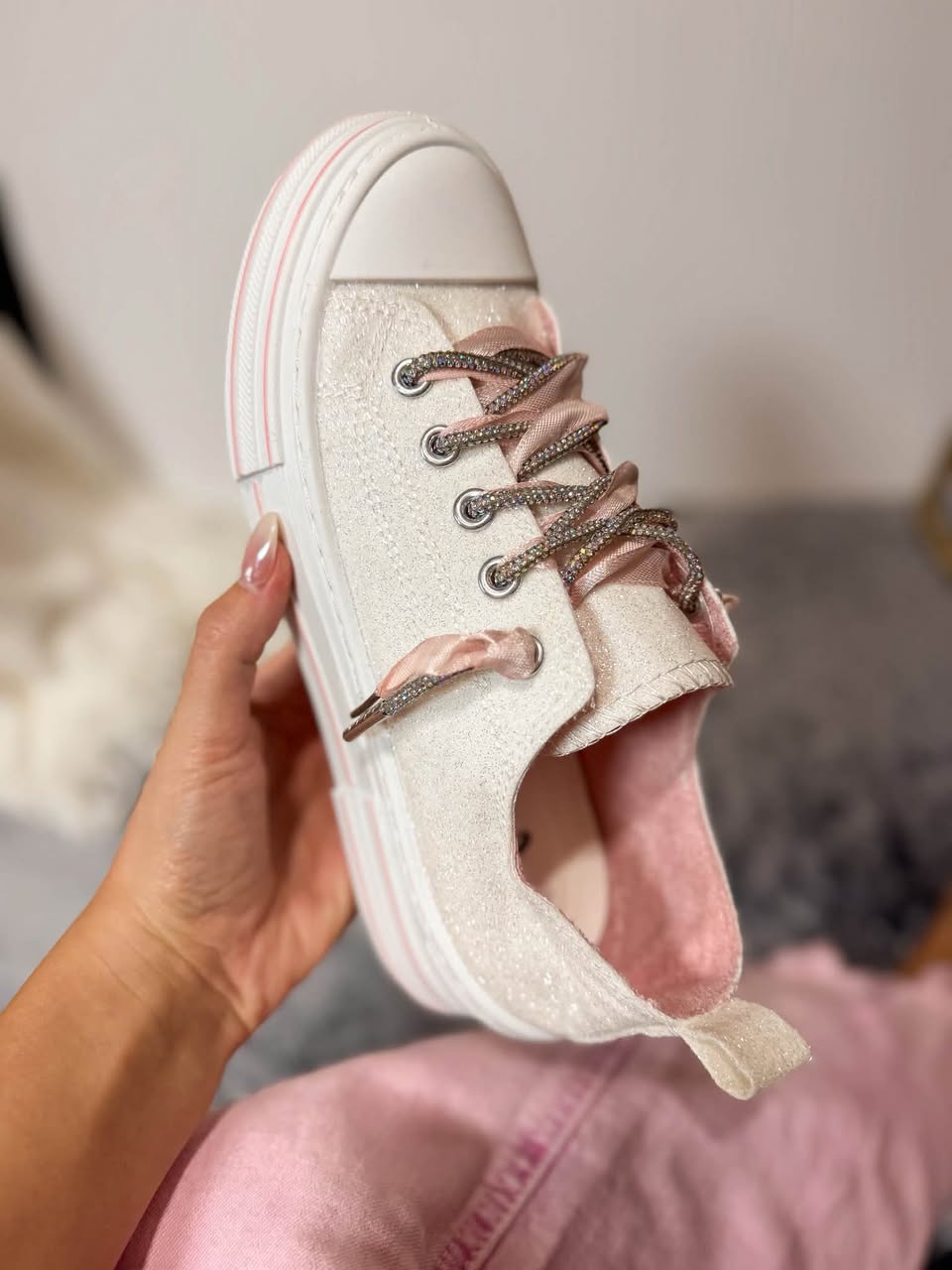Very G White Glitter Aman Mary's Version Sneakers