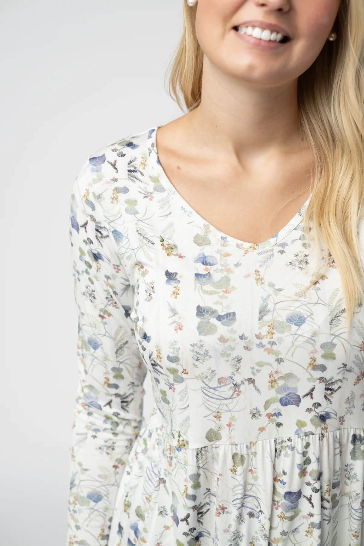 Long Sleeve Sarah Ruffle Top - Olive Meadow