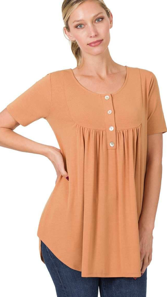 Effortless Button Front Tee