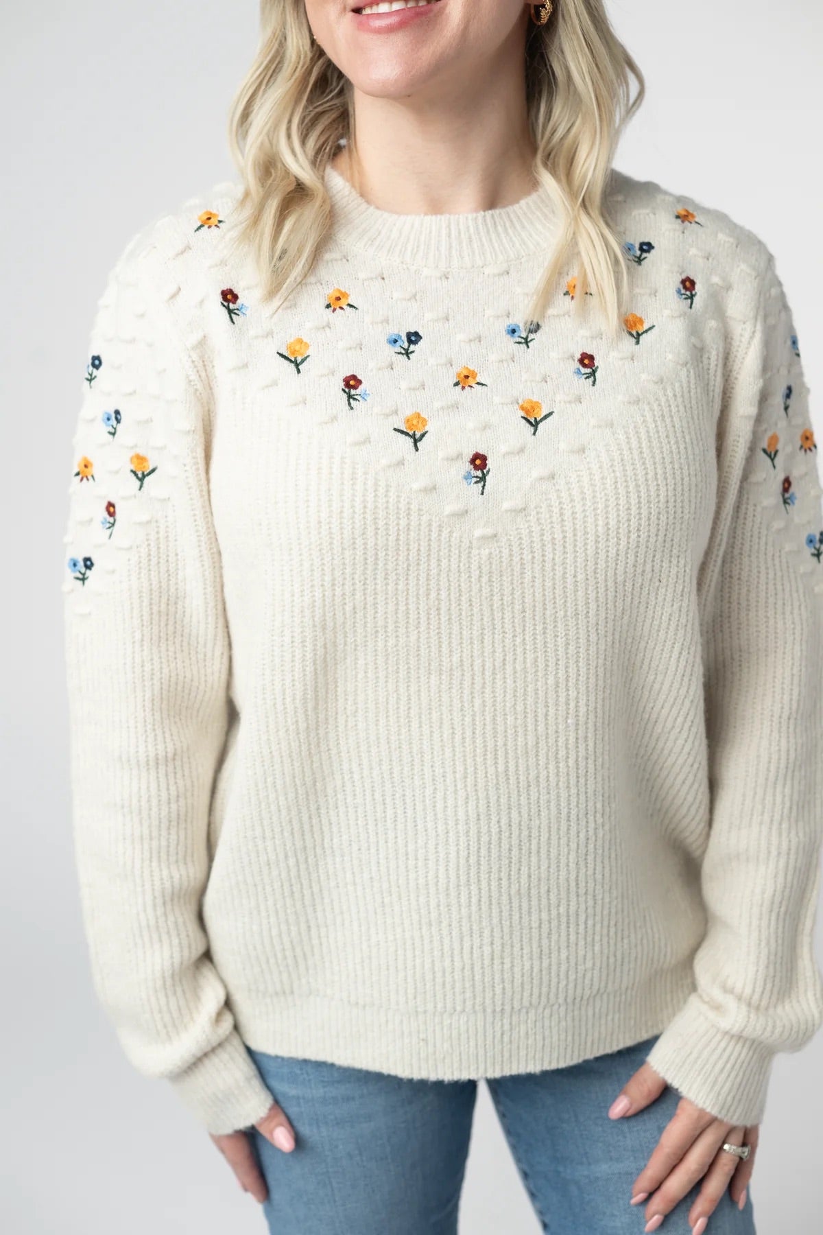 Micro Flower Sweater - Ivory