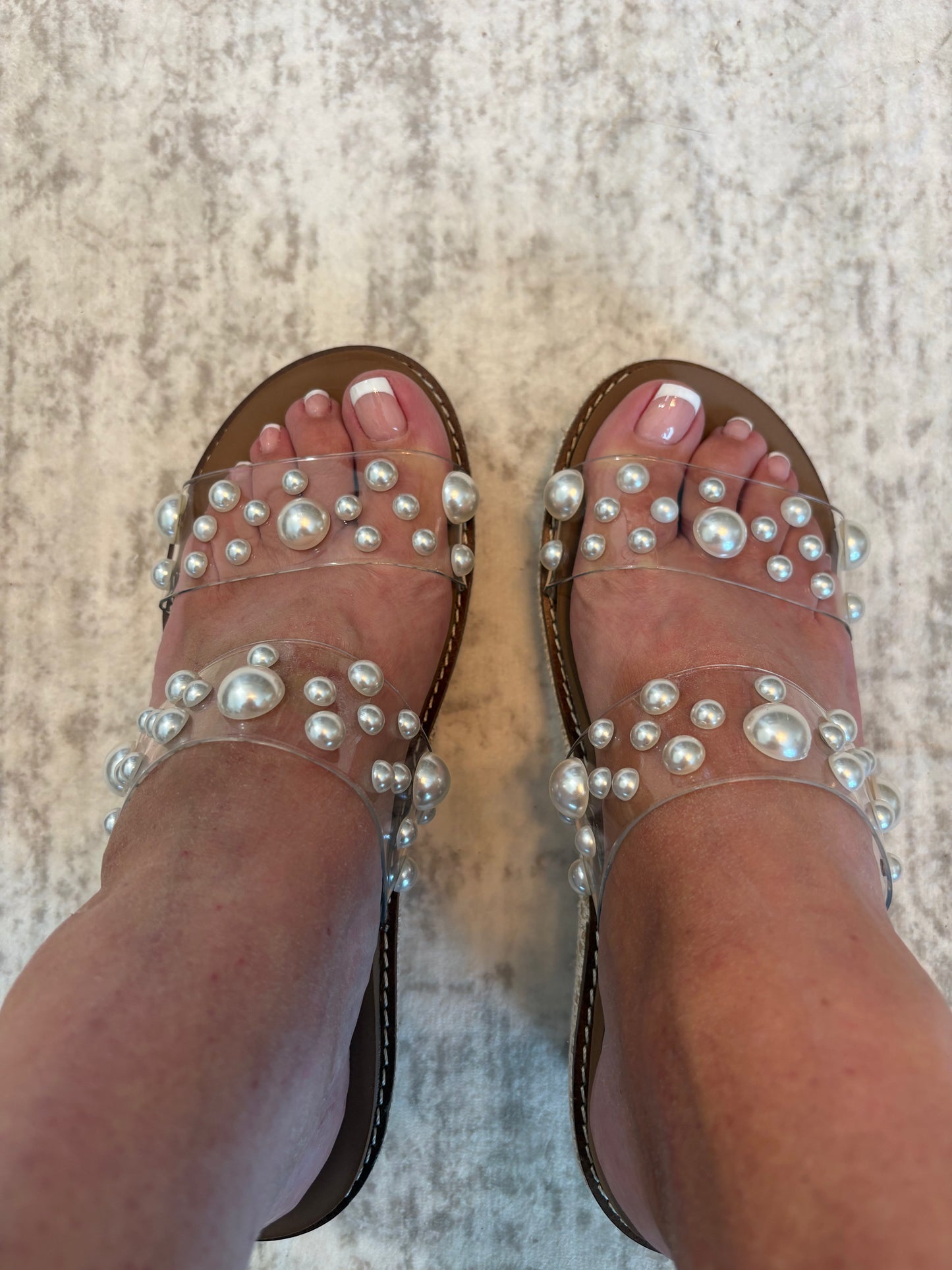 Corky's Clear With Pearls Look Who's Here Sandals
