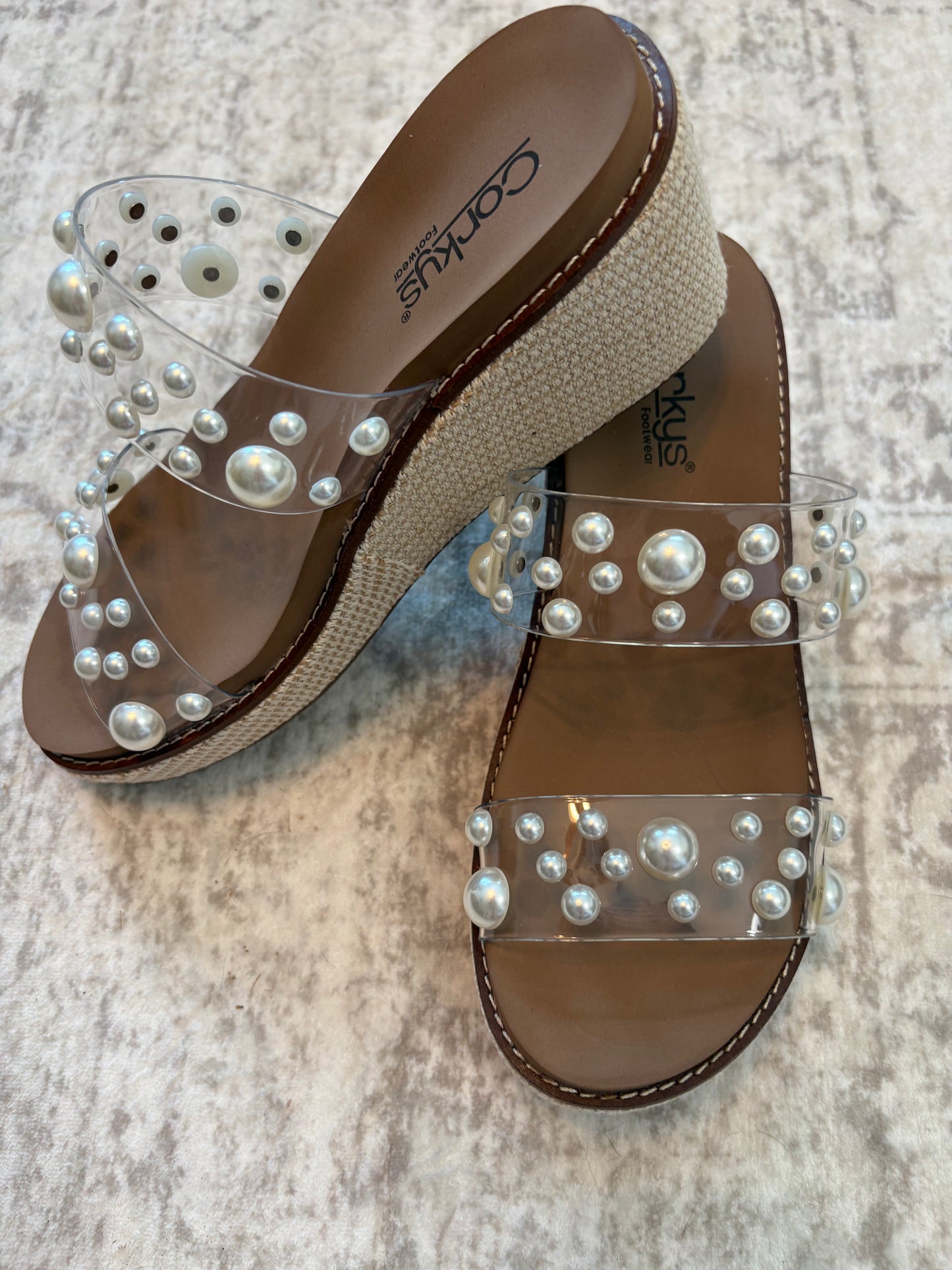 Corky's Clear With Pearls Look Who's Here Sandals