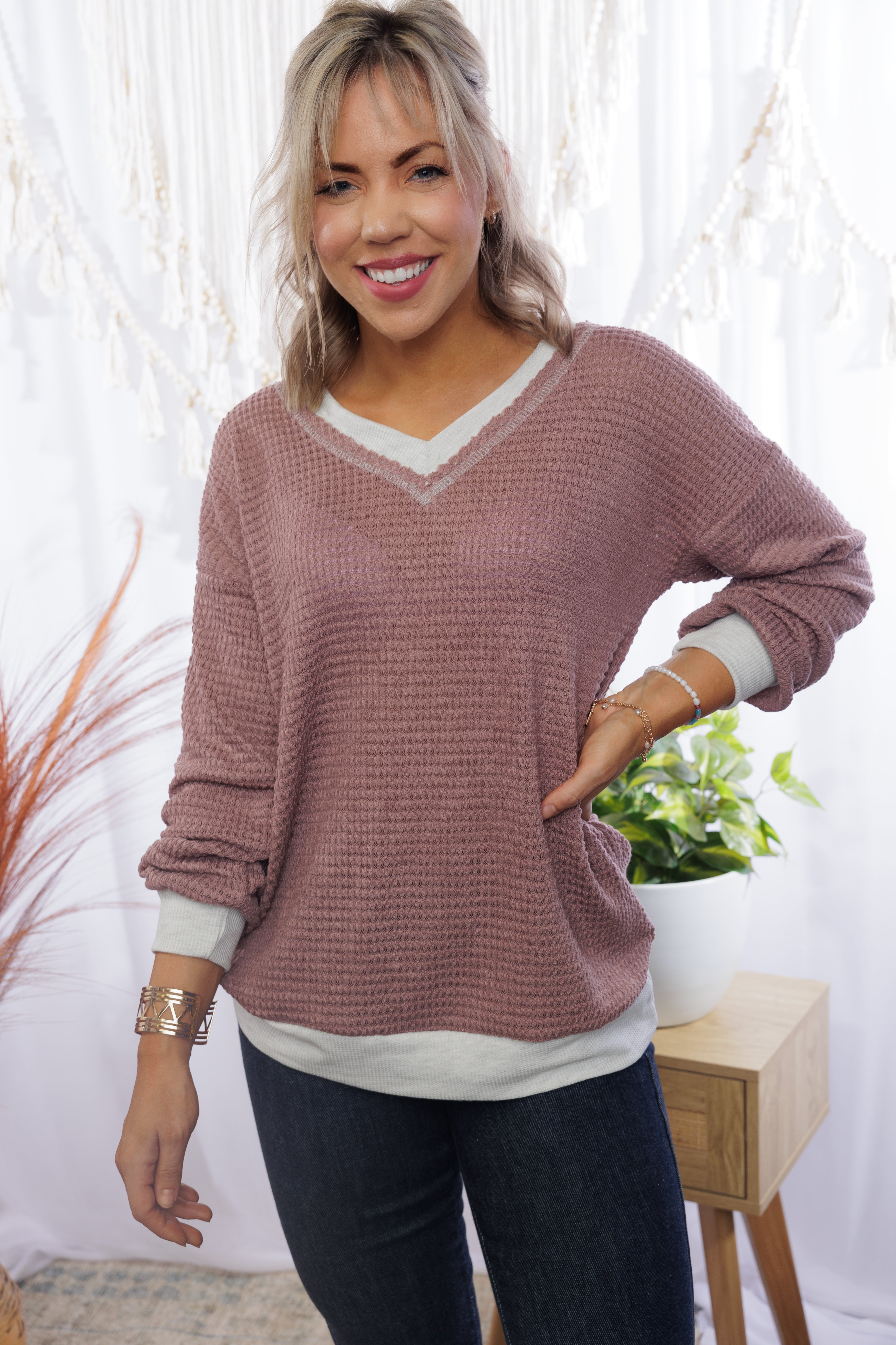 Cover Me In Mauve- Waffle Knit