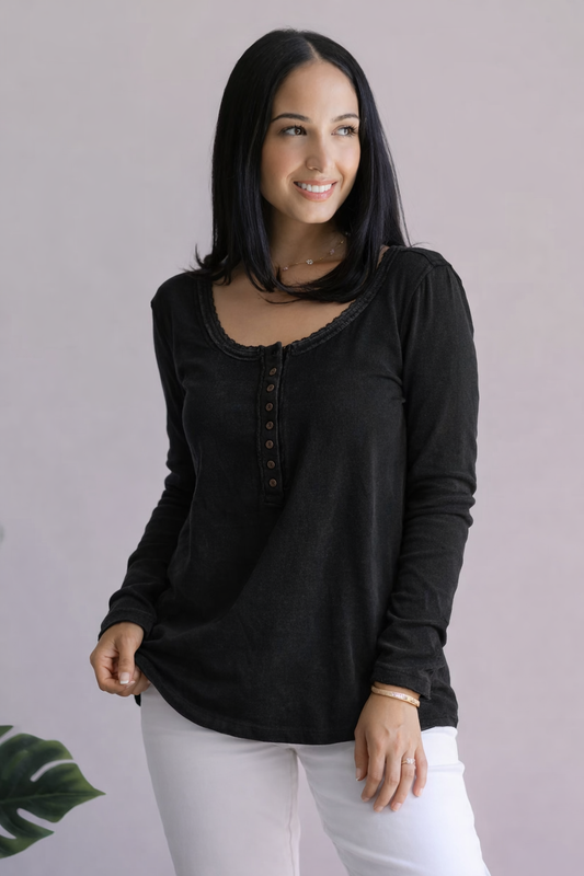 Cozy & Warm Black Henley