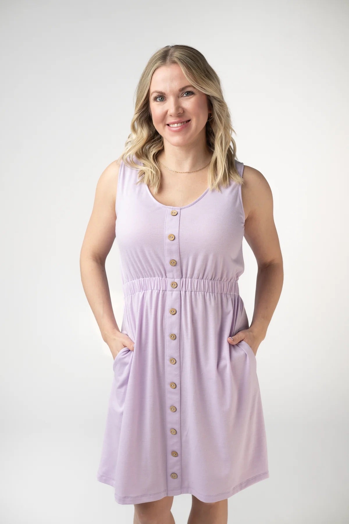 Beverly Button Dress - Lavender