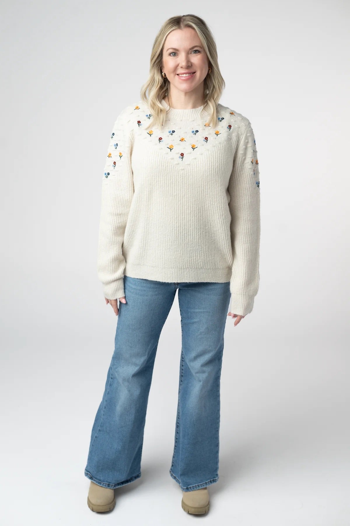 Micro Flower Sweater - Ivory