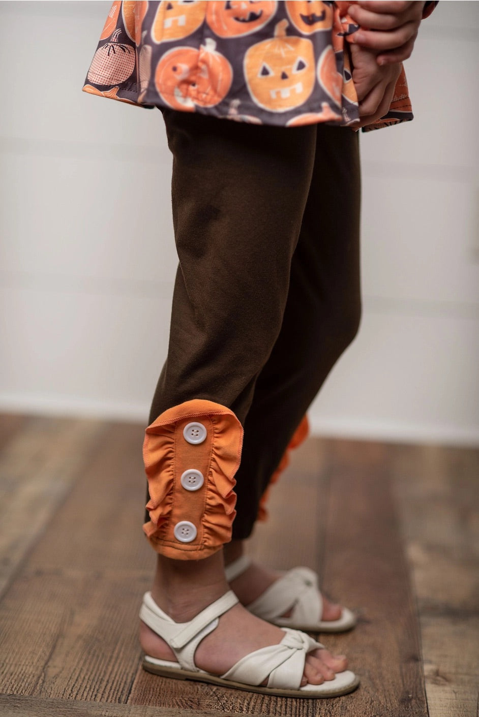 Kids Pumpkin Jack O Lantern Halloween Two Piece Pant Set