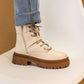 Pat Lace Up Bootie in Off White