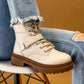Pat Lace Up Bootie in Off White