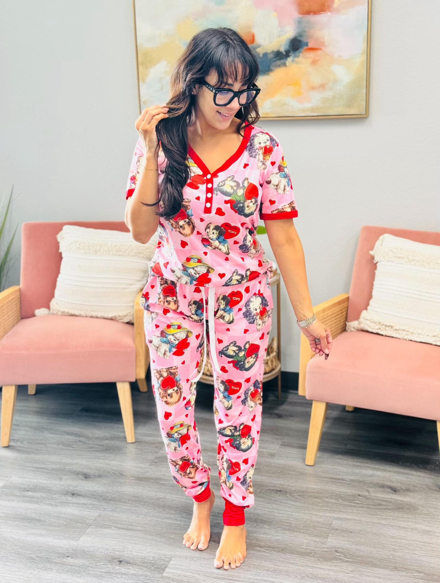 Short Sleeve PJ's with Jogger Bottoms by Shirley&Stone