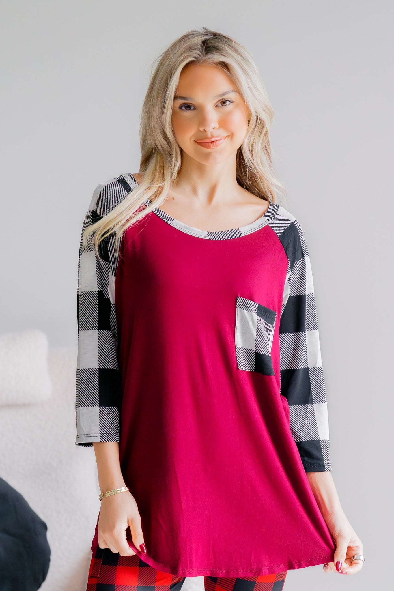 Cardinal Checks Raglan