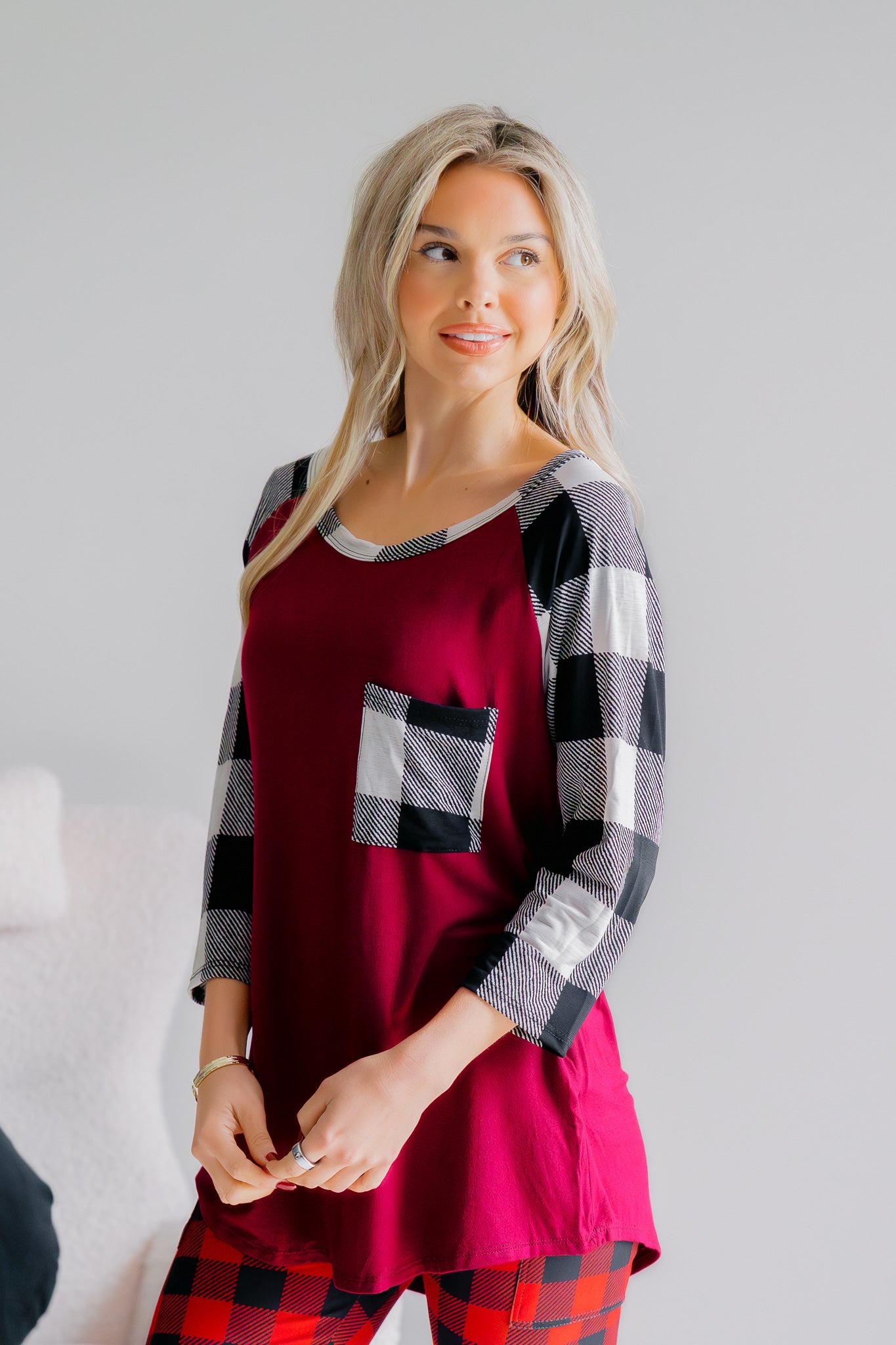 Cardinal Checks Raglan
