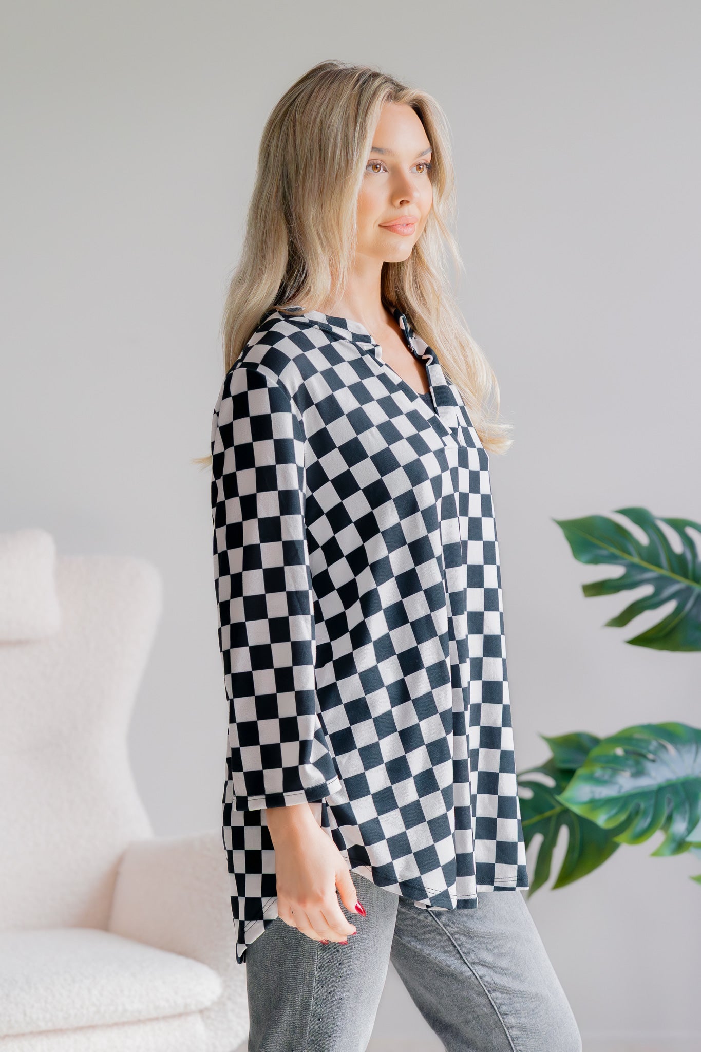 Chic Eve Check Top
