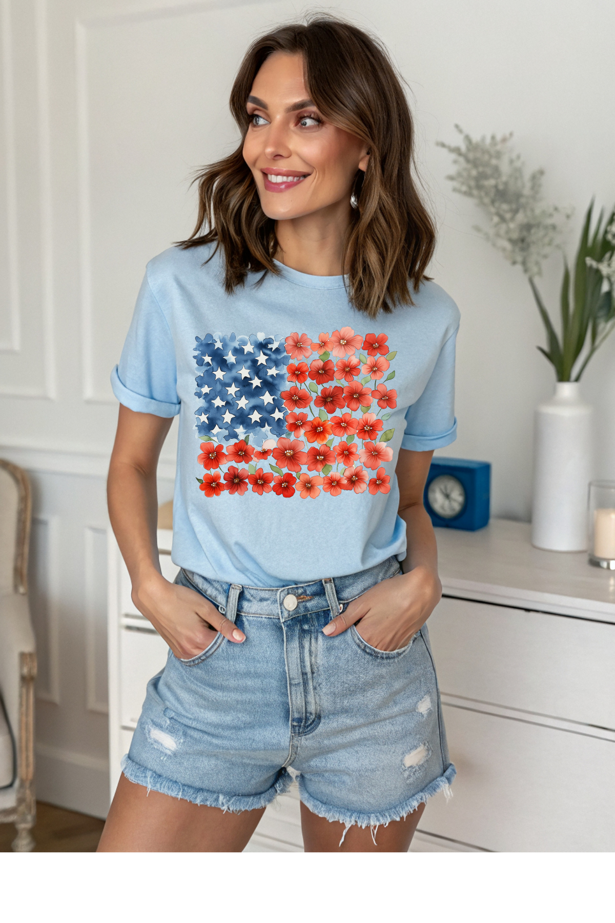 Floral Flag Graphic Tee