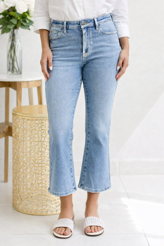 Metallic Seam Mid Rise Judy Blue Flare