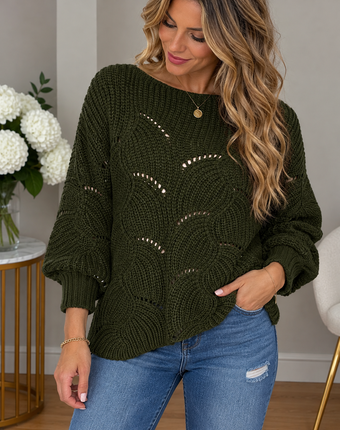 Olive My Heart Poncho Sweater