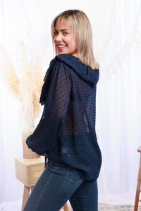 Rescued Me - Navy Chiffon Blouse
