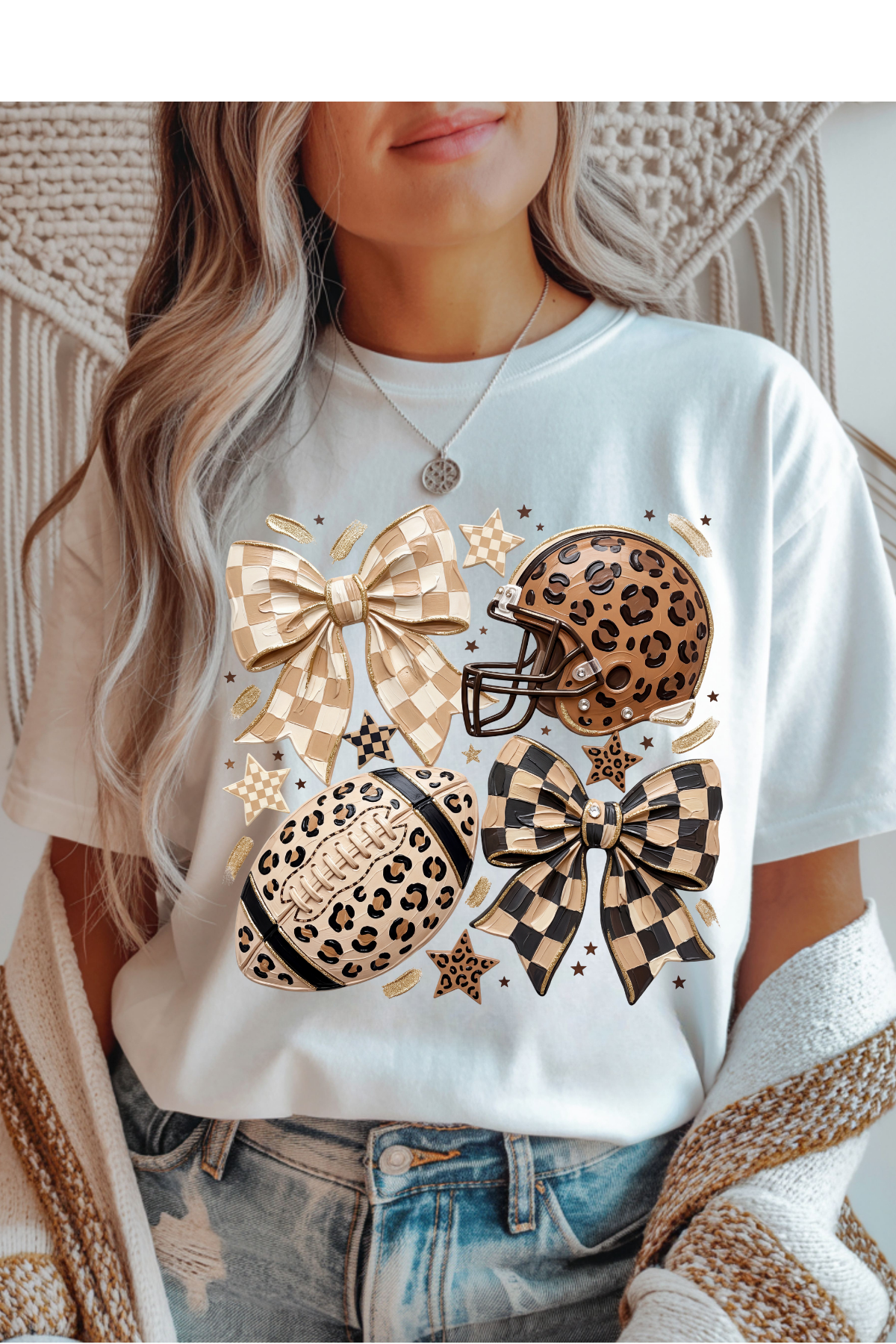 Leopard Checkered Football Graphic Tee