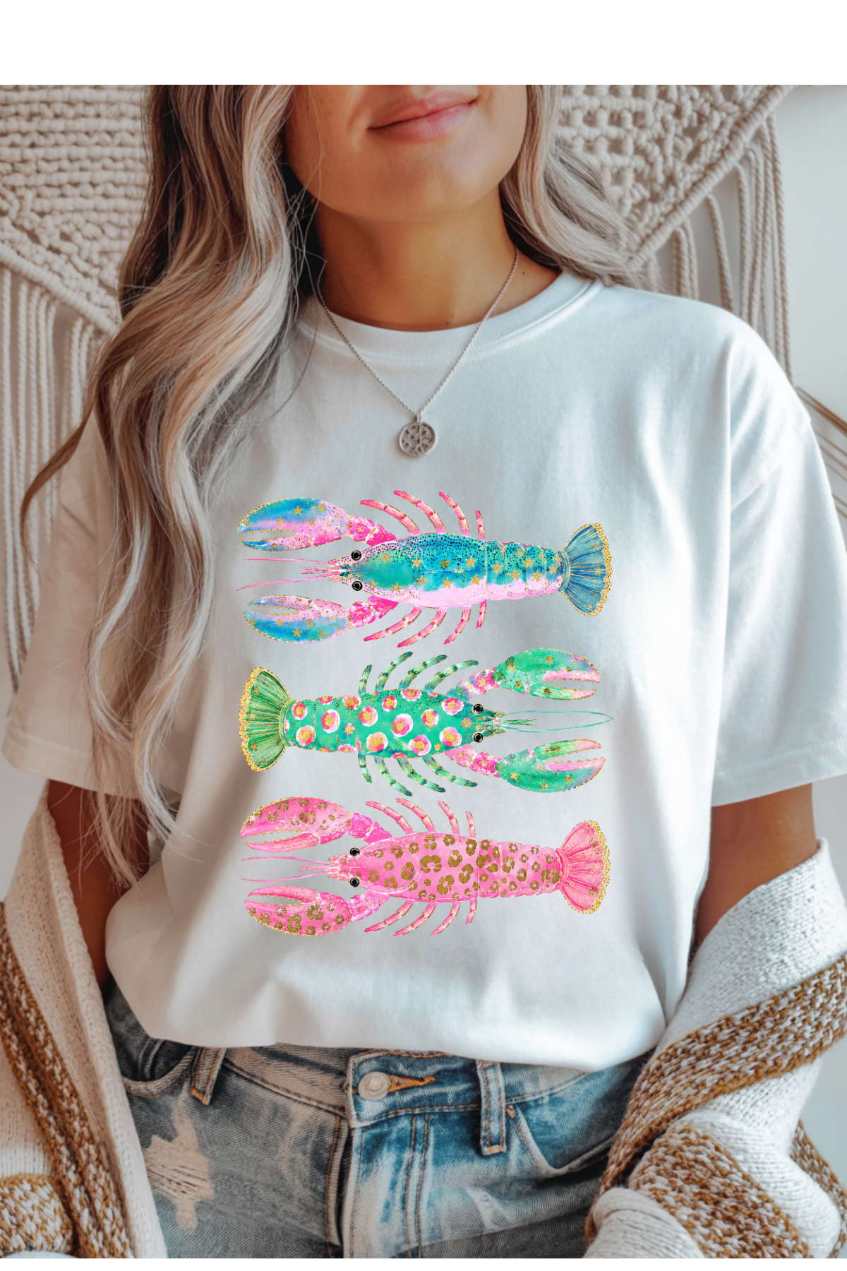 Pastel Lobsters Graphic Tee