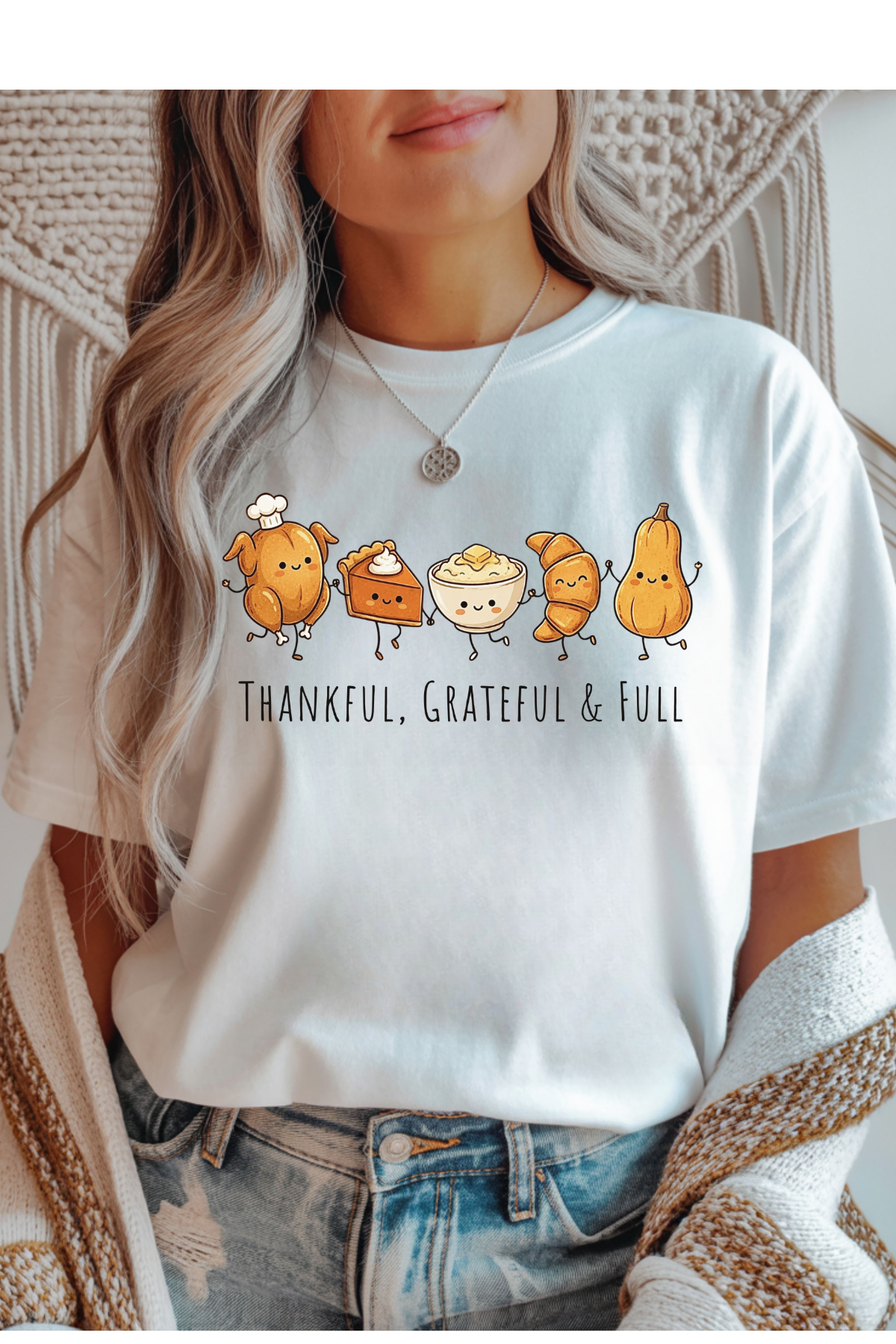 Thankful, Grateful & Full Graphic Tee