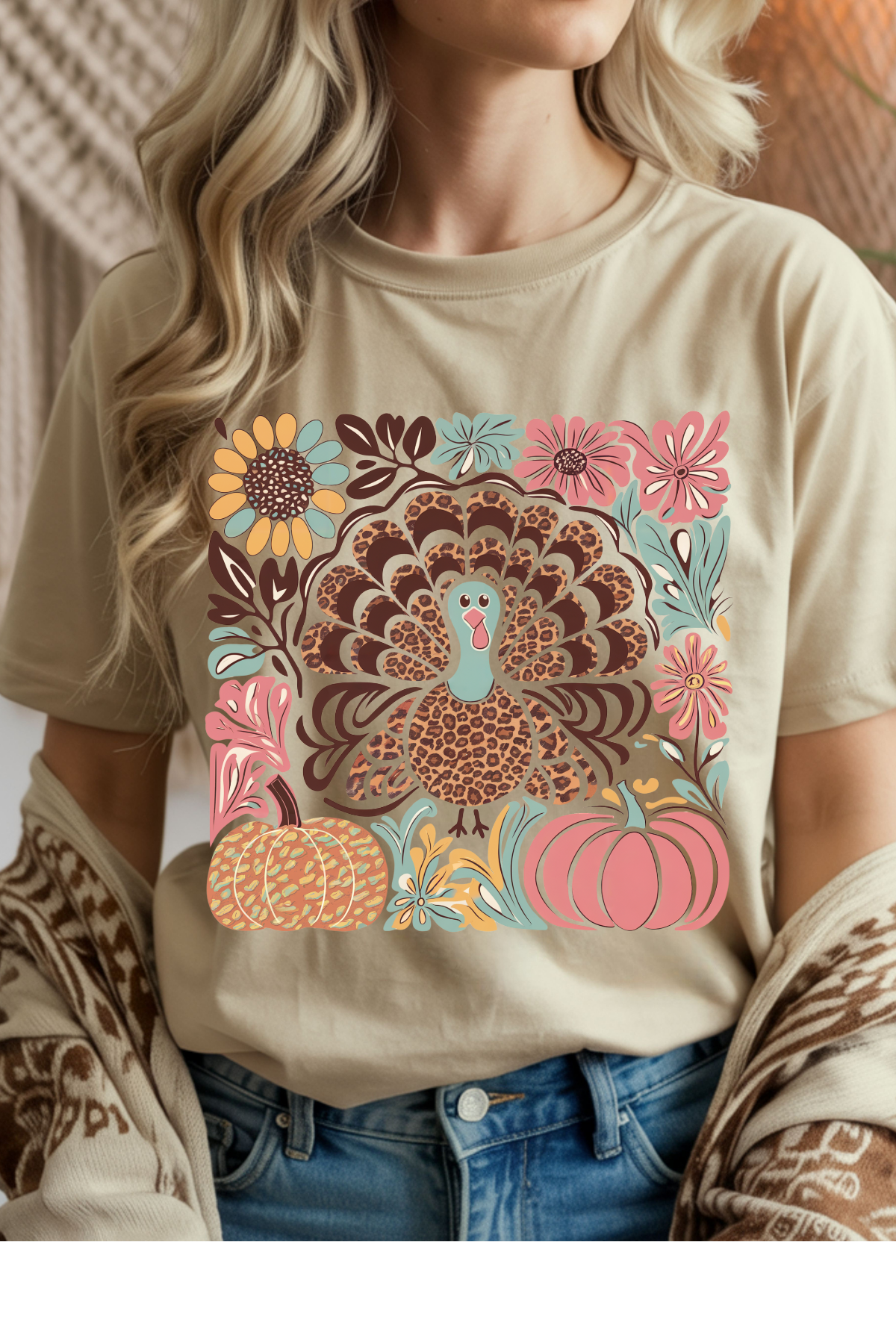 Floral Turkey Graphic Tee