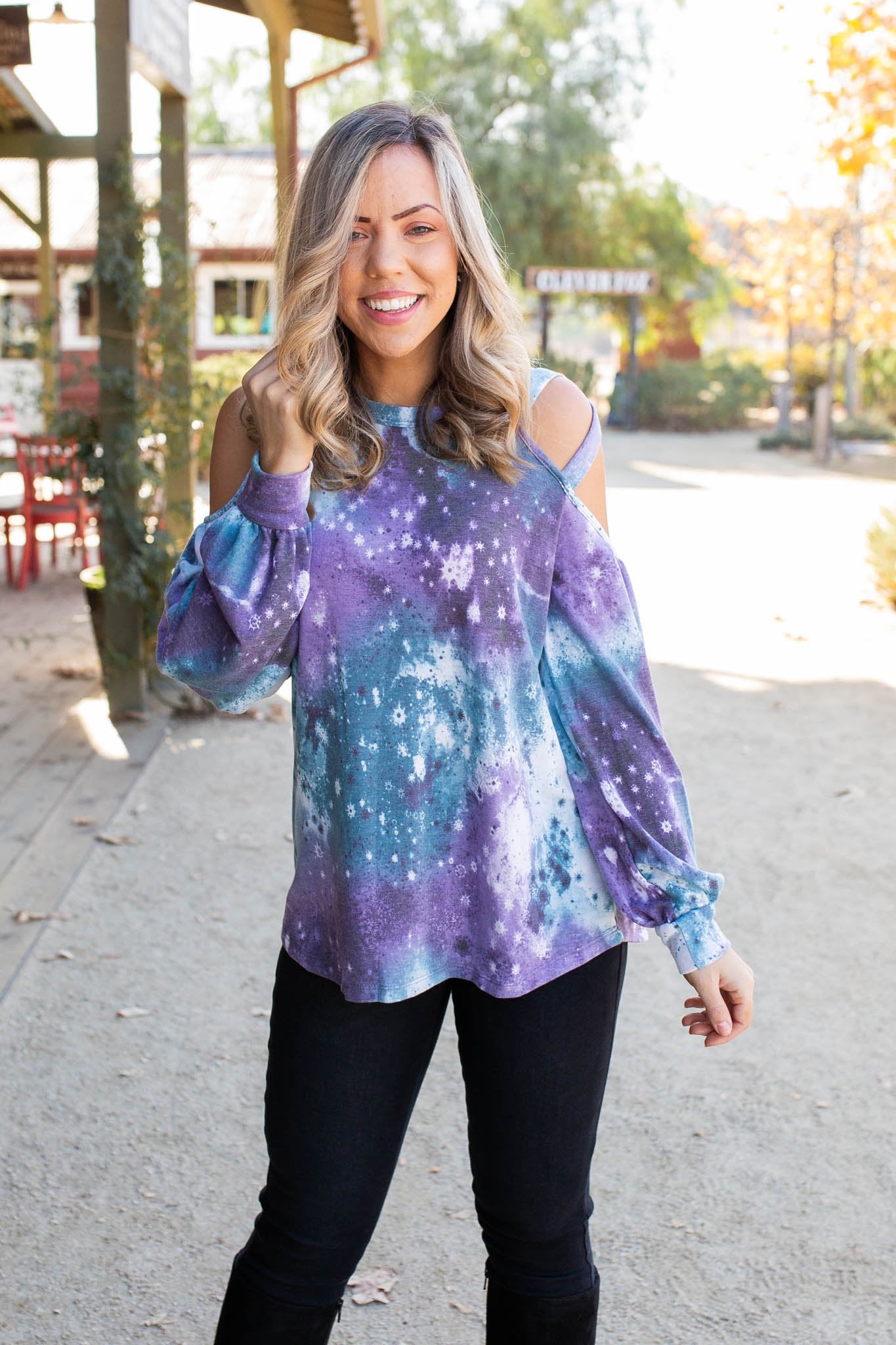 To The Moon And Back Caged Shoulder Top