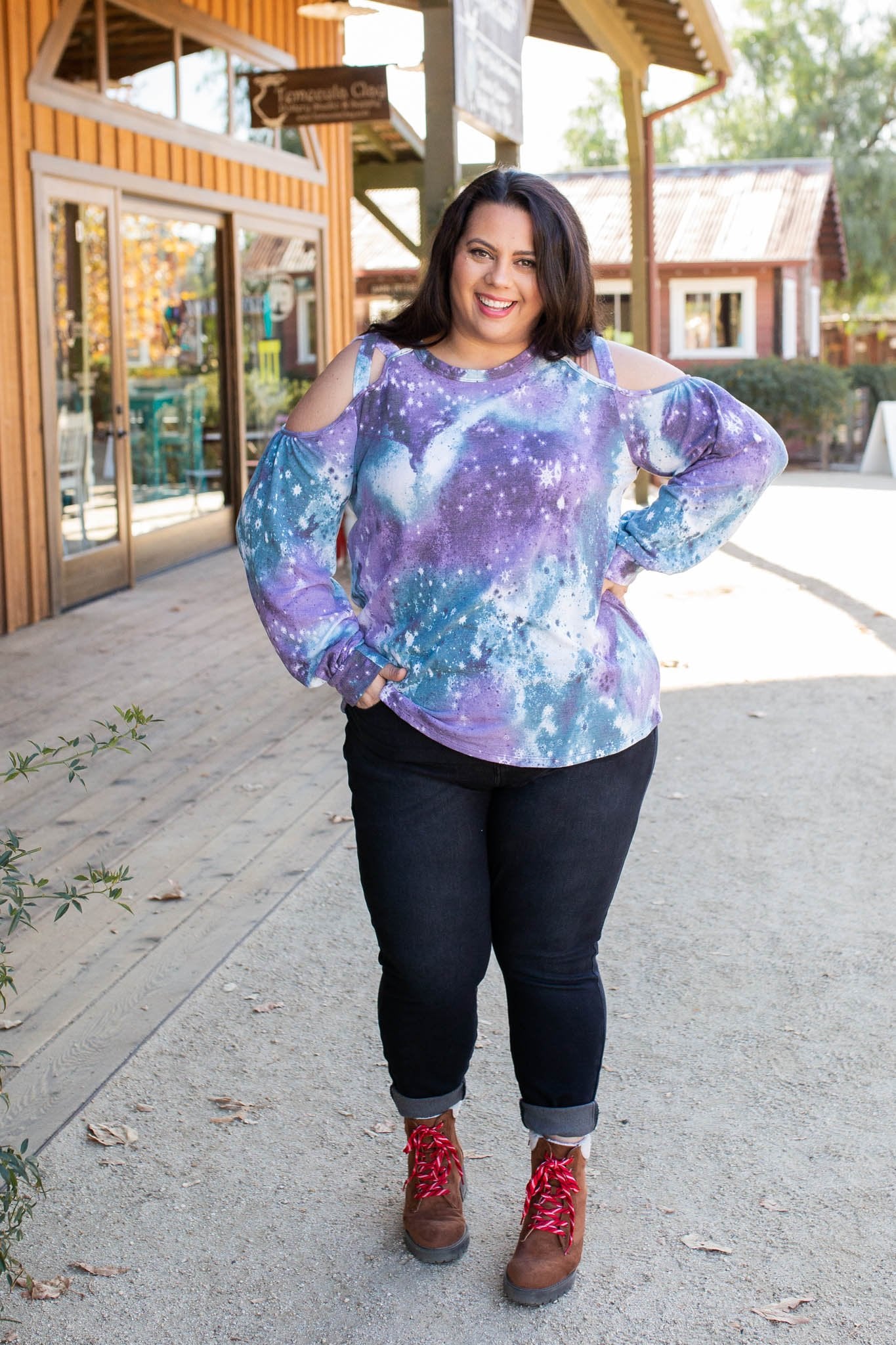 To The Moon And Back Caged Shoulder Top