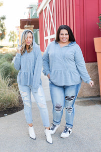 Denim Blue's Ruffled Hoodie