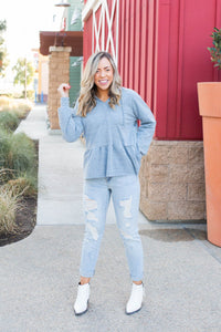 Denim Blue's Ruffled Hoodie