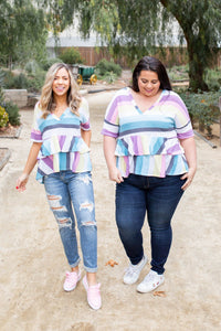 Over The Rainbow Ruffled Peplum