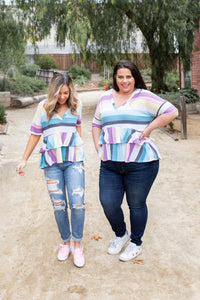 Over The Rainbow Ruffled Peplum