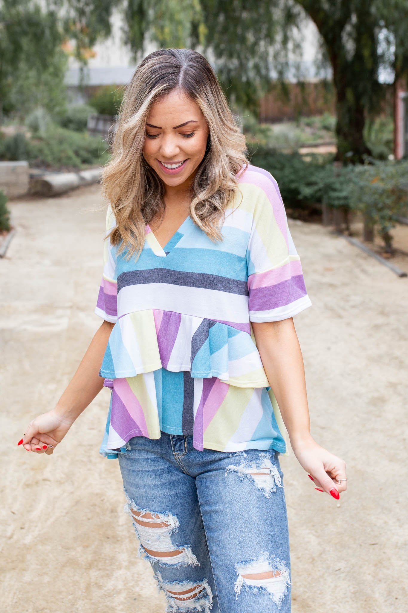 Over The Rainbow Ruffled Peplum