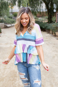 Over The Rainbow Ruffled Peplum