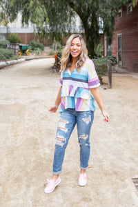 Over The Rainbow Ruffled Peplum